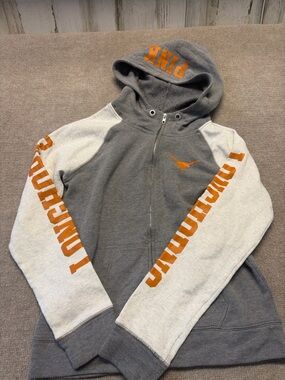 Victoria’s Secret PINK Texas Longhorns Zip Hoodie Gray Orange Medium 0807